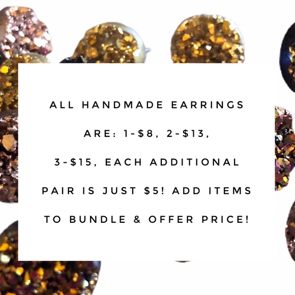 Copper Magenta Chunky Druzy Square Bronze Earrings - Picture 8 of 11